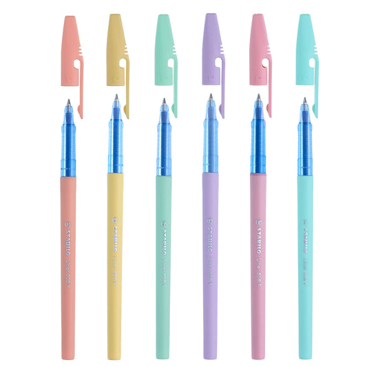Lapicero Stabilo Liner Pastel Empaque 6 unidades - TINTA AZUL