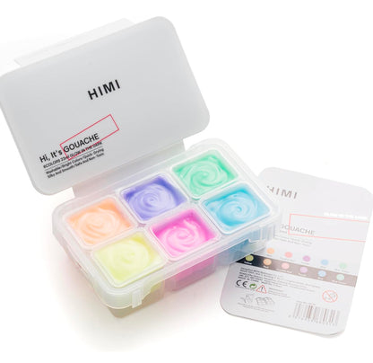 HIMI Juego de pintura de gelatina gouache que brilla en la oscuridad, 6 colores de 0.8 fl oz