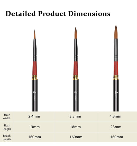 Pinceles de viaje para acuarela, 3 piezas, pinceles de pintura para artistas de viaje, juego de acuarela portátil desmontable, pinceles de pintura perfectos para acuarela, acrílicos, pintura