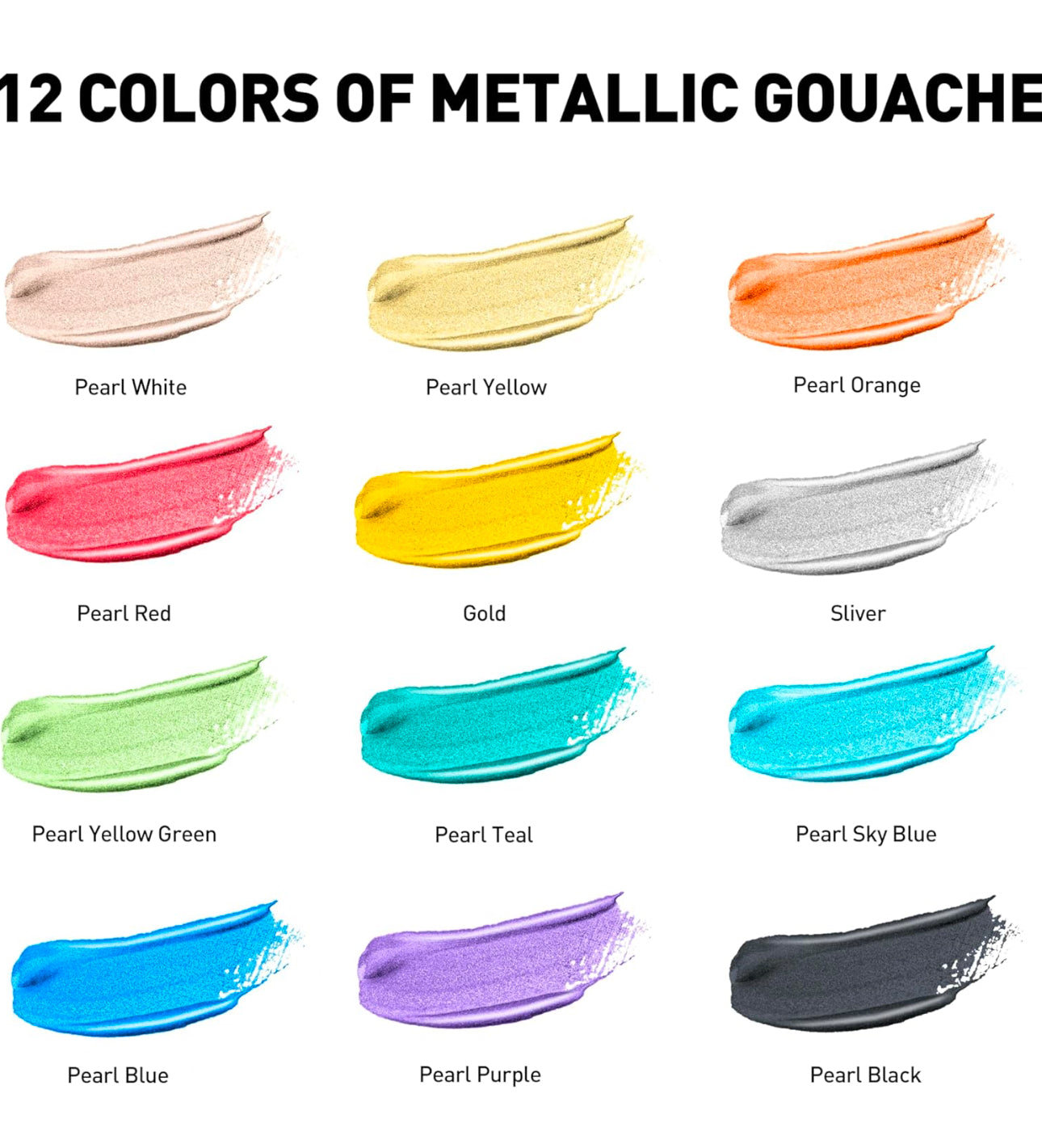 HIMI Juego de pintura metálica de gelatina gouache, 12 colores de 0.44 onzas
