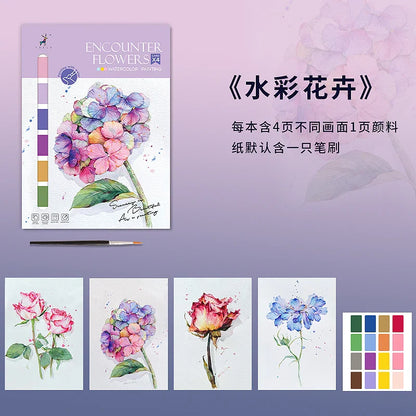 Encuentro con flores – Kit de pintura con acuarela