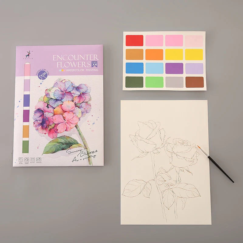 Encuentro con flores – Kit de pintura con acuarela