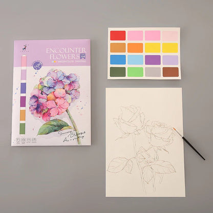 Encuentro con flores – Kit de pintura con acuarela