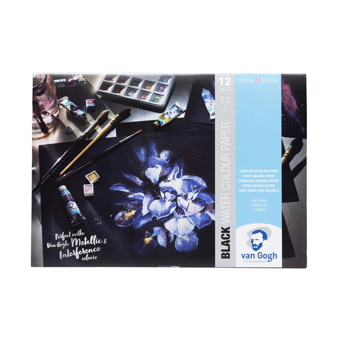 Papel acuarela negro,  Van Gogh 12 hojas A4 KEEPLIVINGFASTER
