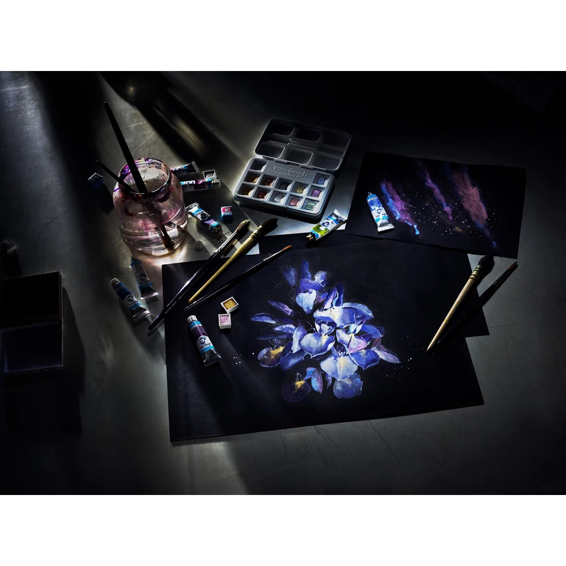 Papel acuarela negro,  Van Gogh 12 hojas A4 KEEPLIVINGFASTER