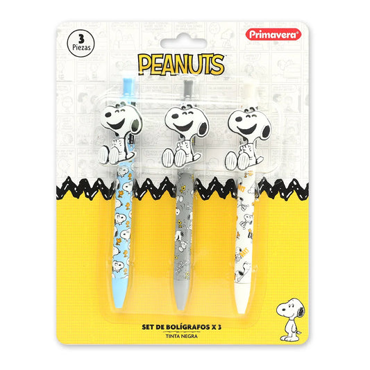 Set de Bolígrafos + Rubber Snoopy X 3