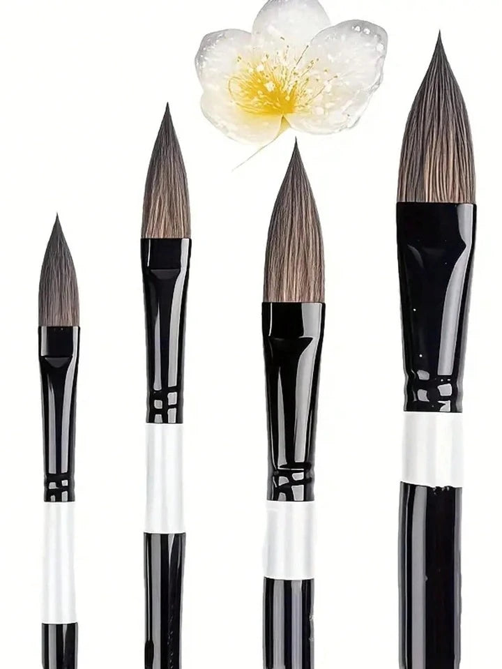 Juego De 4 Piezas De Pinceles De Arte, Pinceles De Pelo De Nailon Con Forma De Lengua De Gato, Pinceles De Detalle Fino, De Múltiples Tamaños
