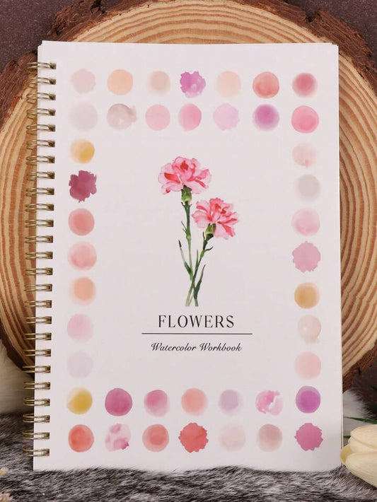 1 cuaderno para pintar flores, boceto en papel acuarela e instrucciones en inglés