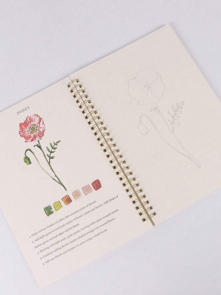 1 cuaderno para pintar aves, boceto en papel acuarela e instrucciones en inglés