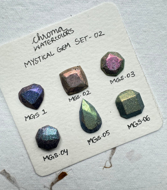Cartilla de acuarelas artesanales, Set: "Mystical Gems 2" Chroma Watercolors KEEPLIVINGFASTER