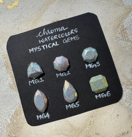 Cartilla de acuarelas artesanales, Set: "Mystical Gems" Chroma Watercolors KEEPLIVINGFASTER