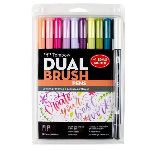 Dual Brush Pen Art Markers, Lettering Favorites, 10-Pack + Free Dual Brush Pen N89 KEEPLIVINGFASTER