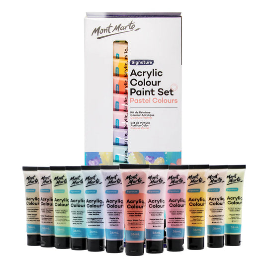Mont Marte Set de pintura acrílica pastel Signature, 12 unidades de 36 ml