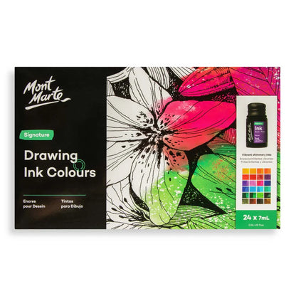 Mont Marte - Tinta de dibujo Signature, 24 unidades de 7 ml