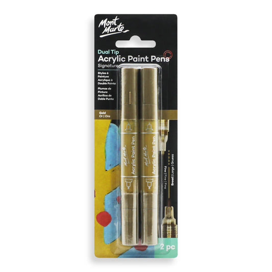Mont Marte - Rotuladores de pintura acrílica de doble punta Signature Gold, 2 unidades