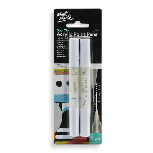Mont Marte - Rotuladores de pintura acrílica de doble punta Signature White, 2 unidades