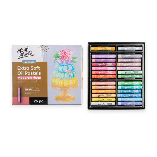 Mont Marte - Pasteles al óleo extra suaves en tonos macarrón premium, 26 piezas