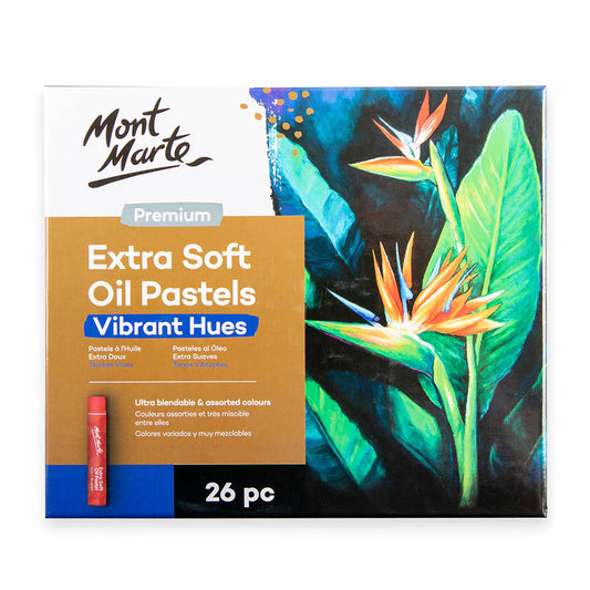 Mont Marte - Pasteles al óleo extra suaves en tonos vibrantes premium, 26 piezas