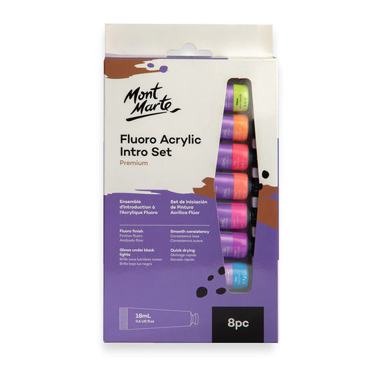 Mont Marte - Set de introducción de pintura acrílica fluorada premium, 8 piezas x 18 ml (0,6 onzas líquidas