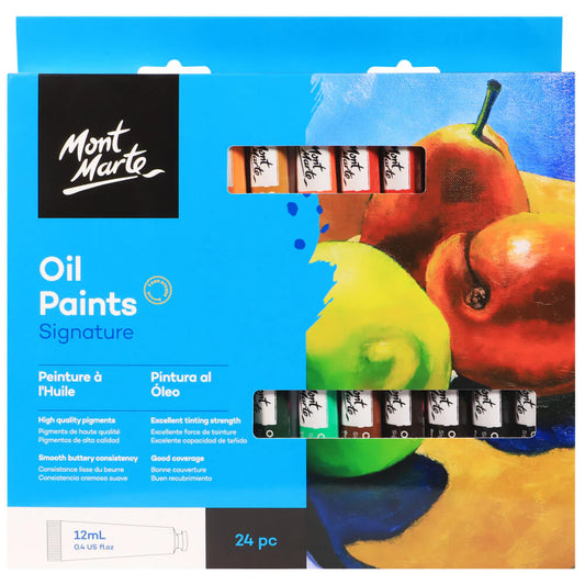 Mont Marte - Pinturas al óleo Signature, 24 unidades x 12 ml (0,4 onzas líquidas)