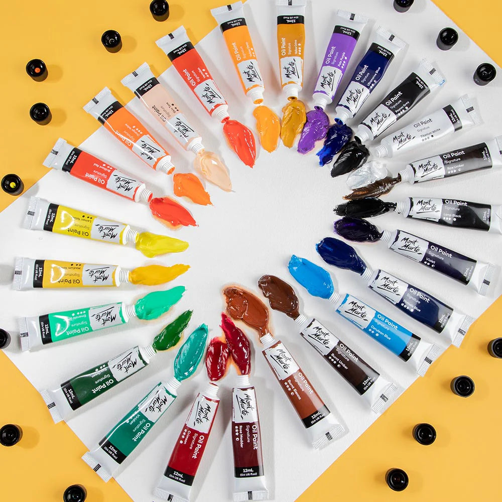 Mont Marte - Pinturas al óleo Signature, 24 unidades x 12 ml (0,4 onzas líquidas)