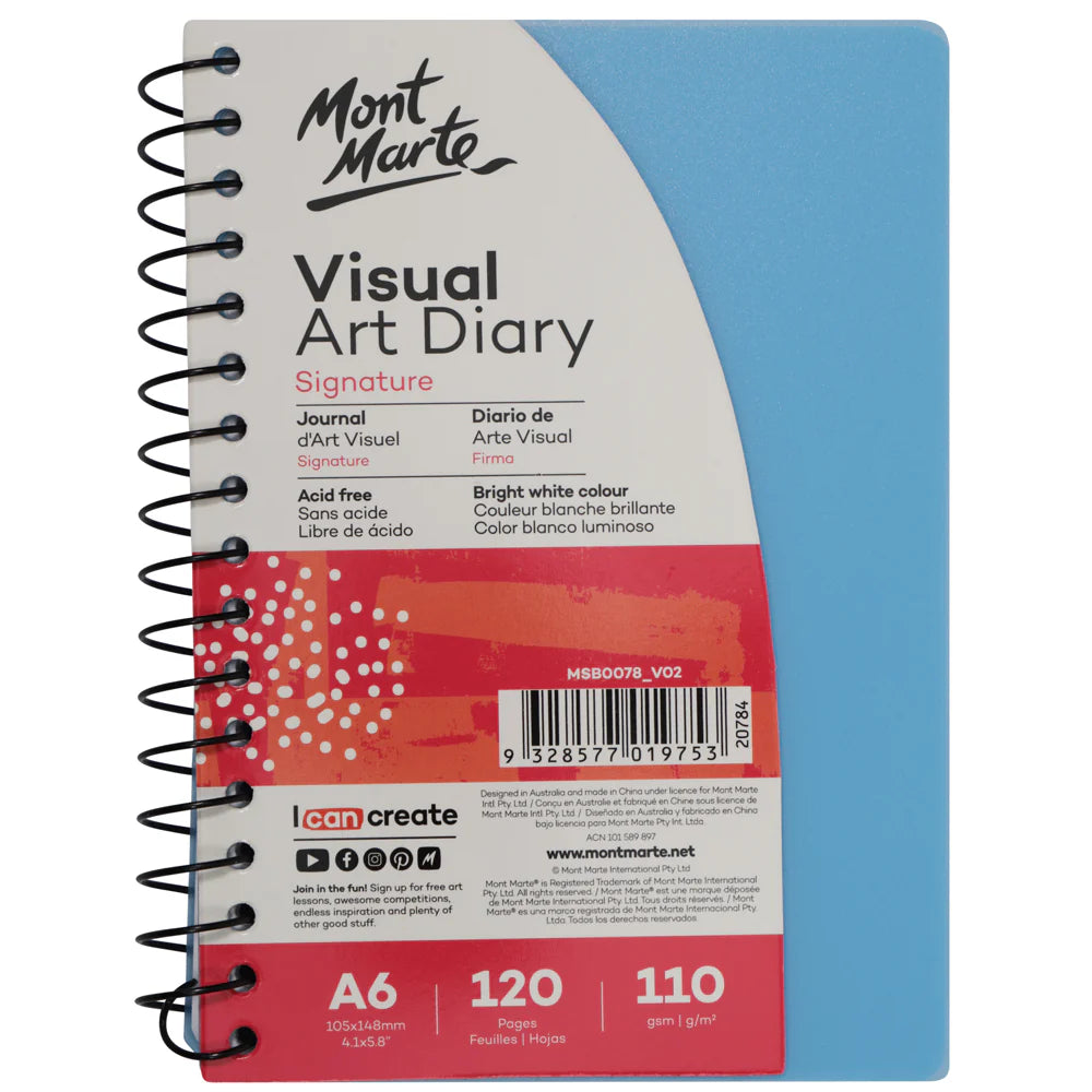 Mont Marte - Agenda de Arte Visual Signature A6, 120 páginas, 110 g/m² (Color surtido)