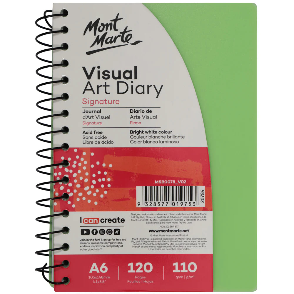 Mont Marte - Agenda de Arte Visual Signature A6, 120 páginas, 110 g/m² (Color surtido)