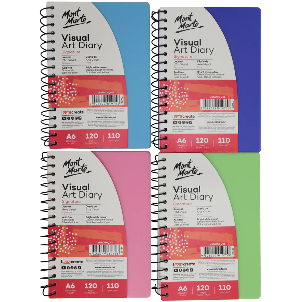 Mont Marte - Agenda de Arte Visual Signature A6, 120 páginas, 110 g/m² (Color surtido)