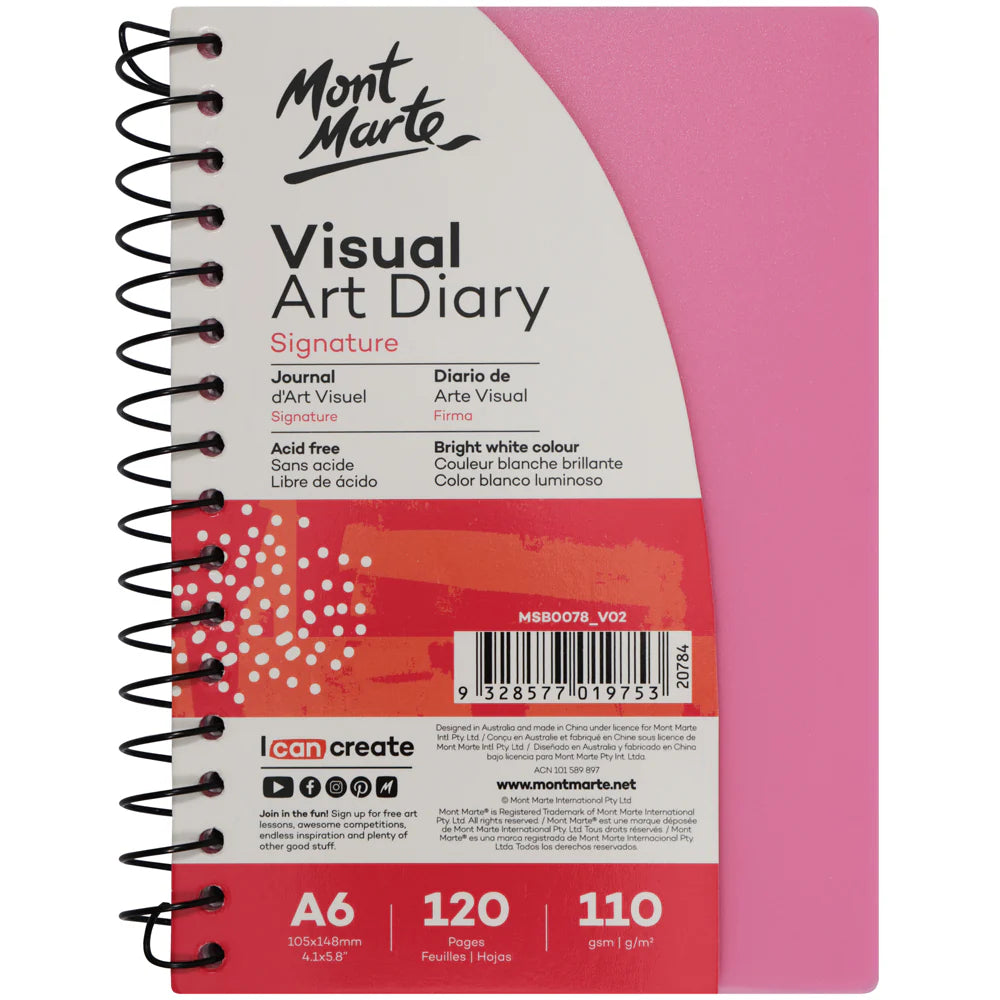 Mont Marte - Agenda de Arte Visual Signature A6, 120 páginas, 110 g/m² (Color surtido)