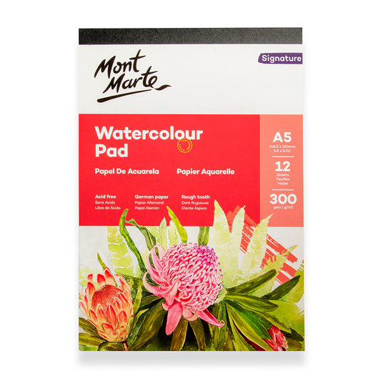 Mont Marte - Bloc de acuarela Signature A5, 12 hojas, 300 g/m²