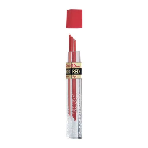 Pentel - 1 cajita de  Minas color Rojo 0.5 -  12 piezas por tubo