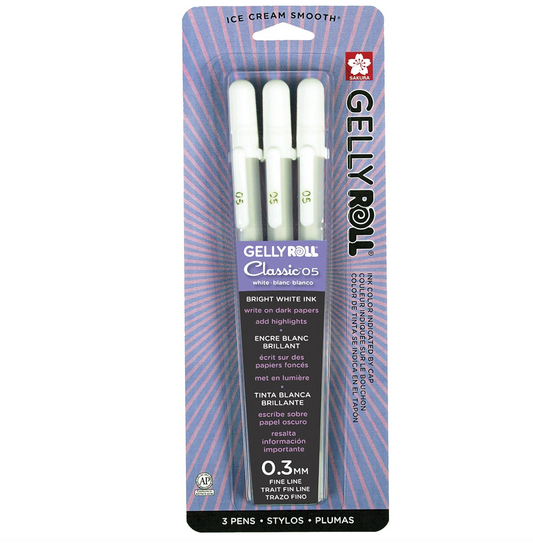 Sakura Gelly Roll Classic 05 (Fine Pt.) 3 bolígrafos, color blanco