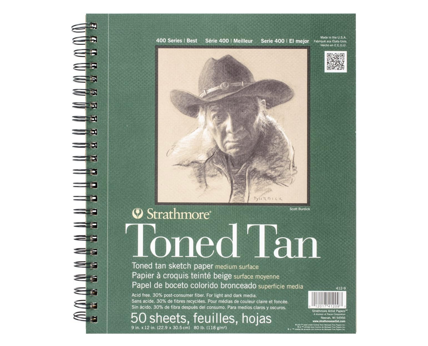Strathmore Bloc de bocetos serie 400, bronceado tonificado, 9 x 12 pulgadas, 50 hojas – Cuaderno de bocetos de artista para dibujo, ilustración, estudiantes de clase de arte