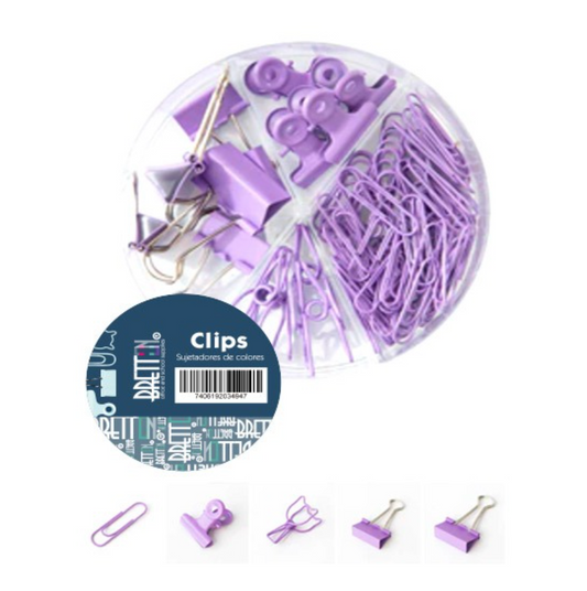 Set de clips de 84 piezas con 3 estilos diferentes - morado