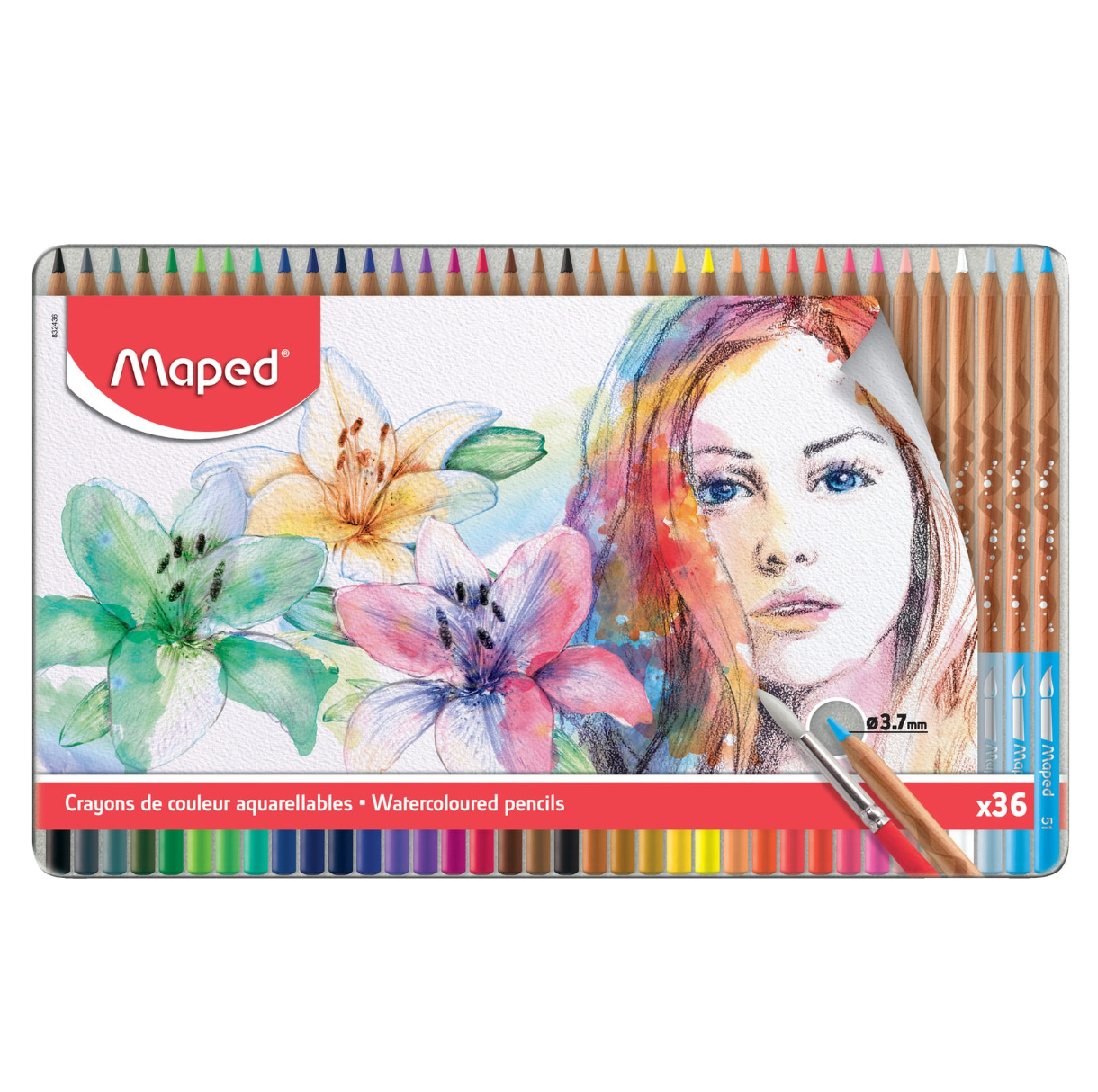 MAPED - LÁPICES DE ACUARELA PARA ARTISTAS EN CAJA METÁLICA – 36 LÁPICES