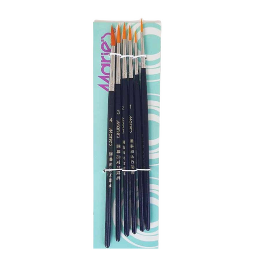 MARIE´S SET 6 PIEZAS PINCELES REDONDOS (CERDA NYLON) MADERA