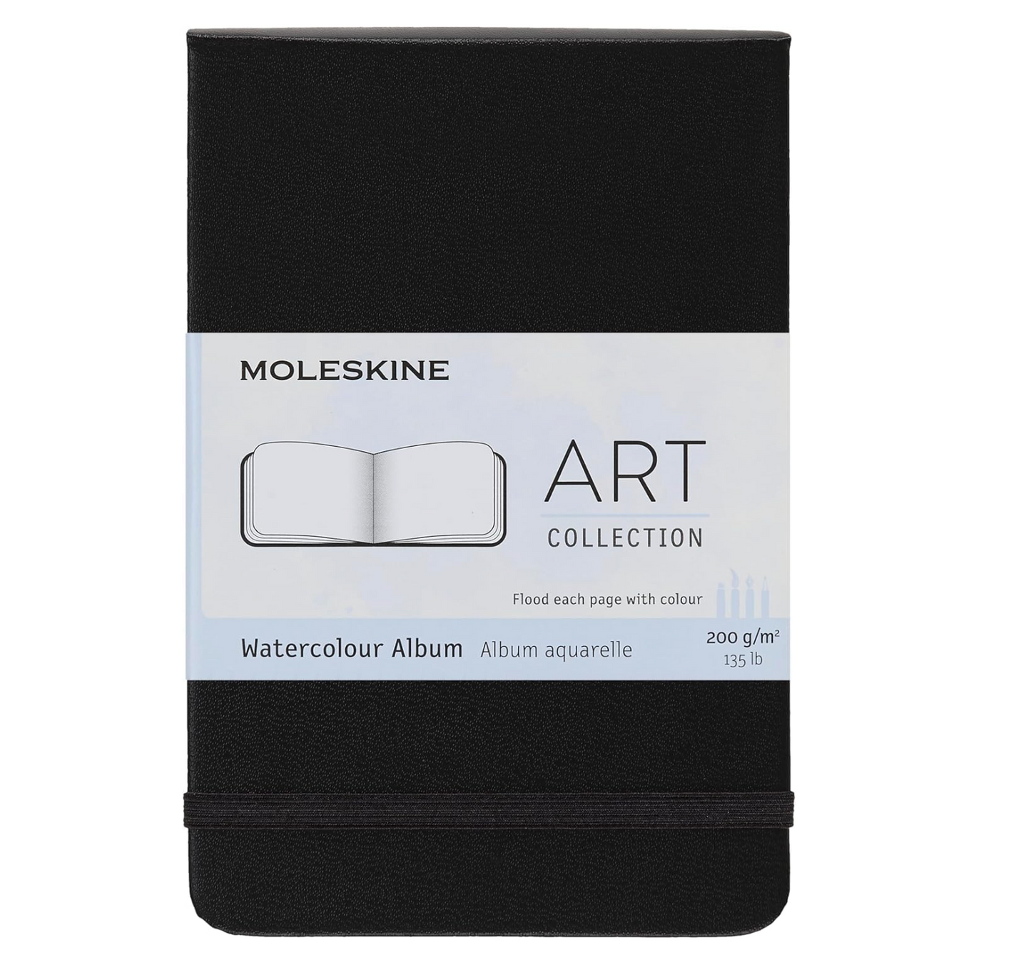 Moleskine Art Watercolor - Álbum, tapa dura, bolsillo (3.5 x 5.5 pulgadas), liso/en blanco, negro, 60 páginas