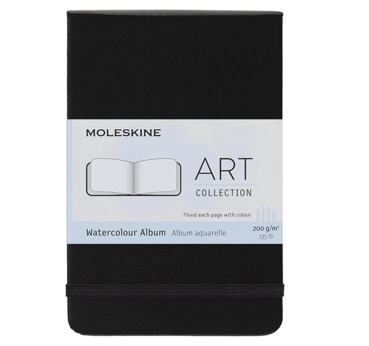 Moleskine Art Watercolor - Álbum, tapa dura, bolsillo (3.5 x 5.5 pulgadas), liso/en blanco, negro, 60 páginas
