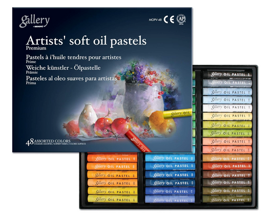 MUNGYO Gallery Artists' Soft Oil Pastels Professional, 48 Assorted Colors, Vibrant and Blendable