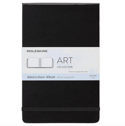 Moleskine Art Watercolor - Álbum, tapa dura, grande (5 x 8.25 pulgadas), liso/en blanco, negro, 72 páginas