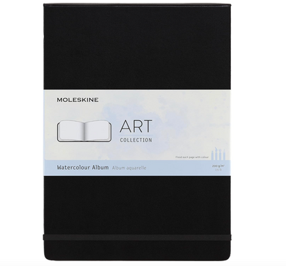 Moleskine Art Watercolor - Cuaderno, tapa dura, A4 (8.25 x 11.75 pulgadas), liso/en blanco, negro, 60 páginas