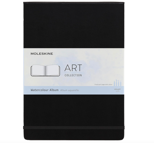 Moleskine Art Watercolor - Cuaderno, tapa dura, A4 (8.25 x 11.75 pulgadas), liso/en blanco, negro, 60 páginas