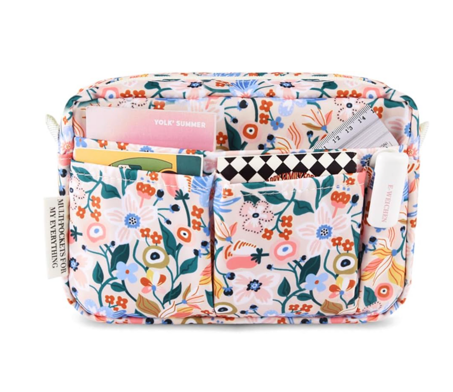 Organizador de cartera con múltiples bolsillos con cremallera, bolsa de maquillaje, artículos esenciales de viaje para mujeres, bolsa de papelería impermeable simple para lápices