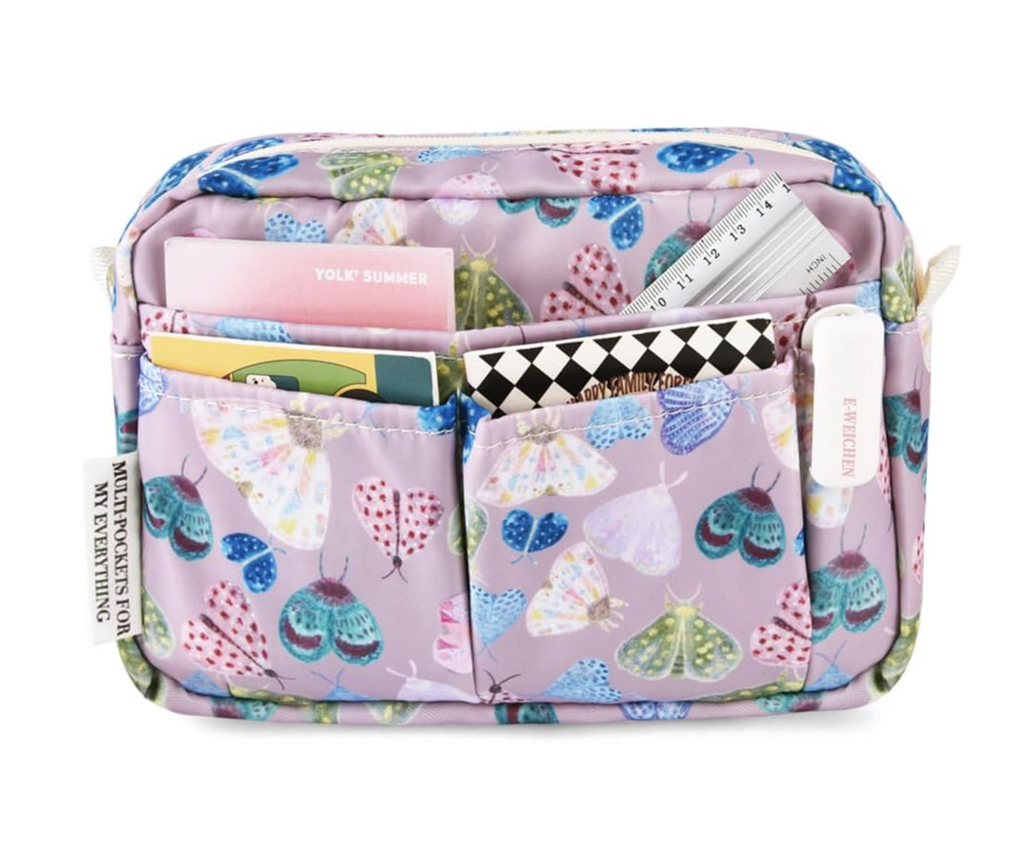 Organizador de cartera con múltiples bolsillos con cremallera, bolsa de maquillaje esencial de viaje para mujeres, bolsa de papelería simple e impermeable para lápices para diario