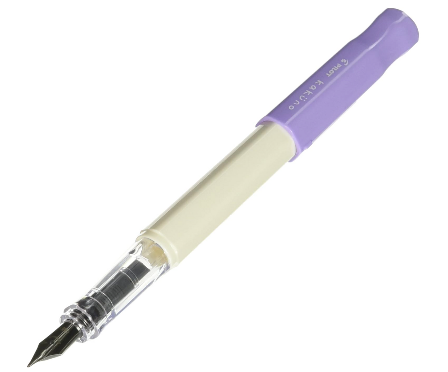 Pilot Kakuno - Pluma estilográfica de punta media, cuerpo blanco suave con tapa violeta