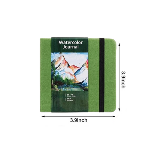 1 cuaderno de bocetos de acuarela con 1 de pincel recargable, papel de 300 GSM, cuaderno portátil cuadrado de bolsillo pequeño