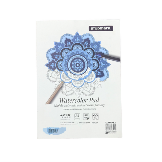 Studmark - Watercolor Pad A4 con 30 diseños de mandalas hojas 200g