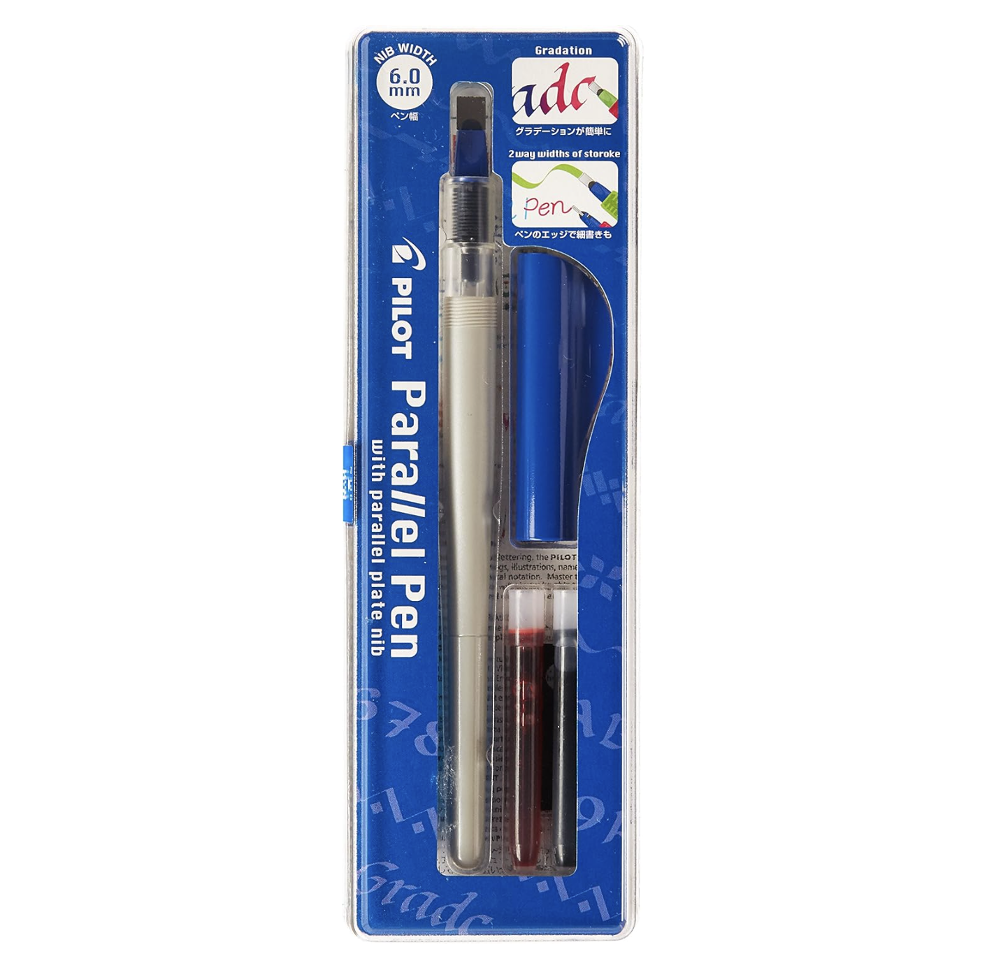 Pilot Parallel Pen Juego de bolígrafo para caligrafía de 2 colores, Rojo/Azul - 6.0mm