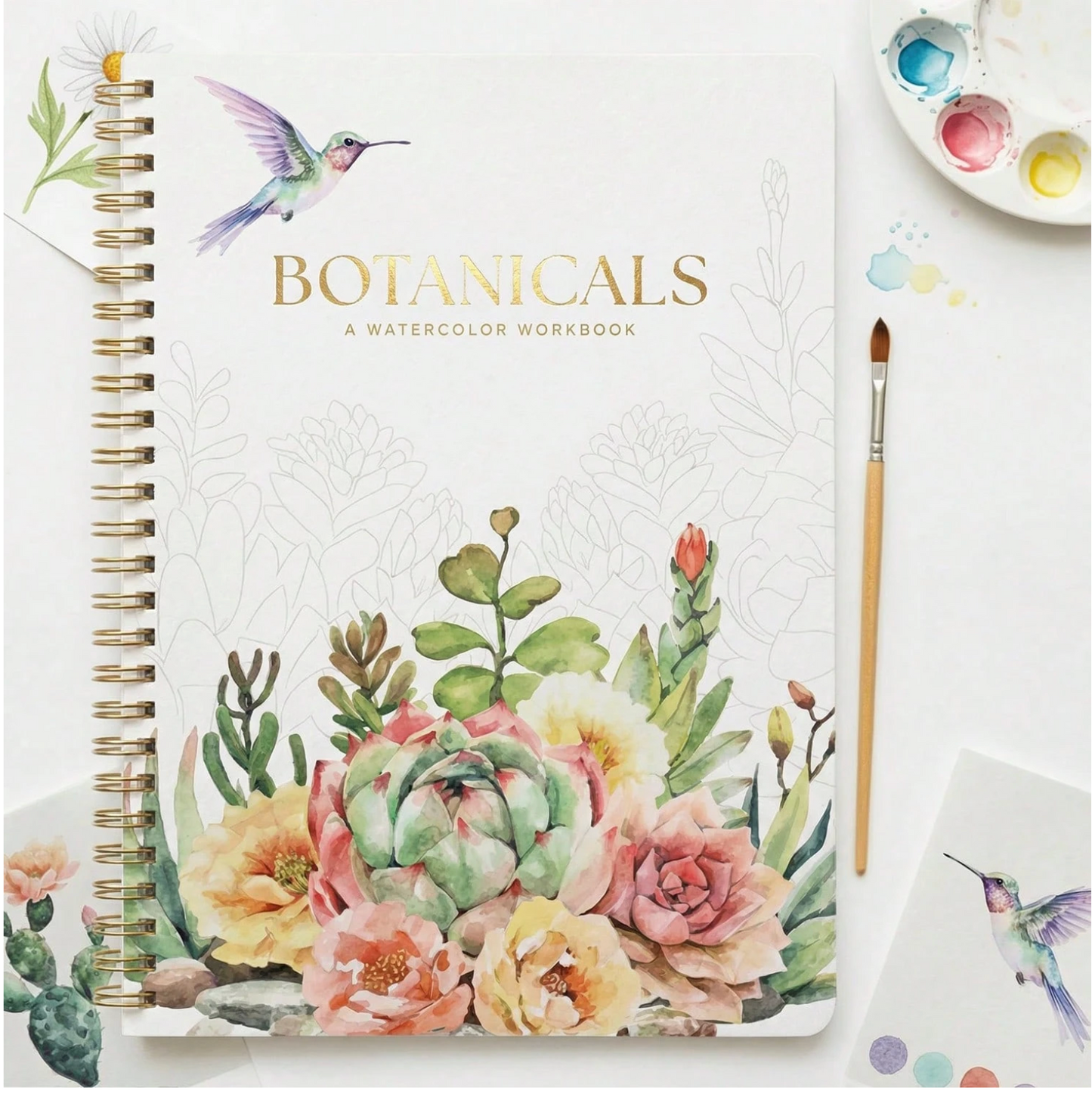RESERVA - Libro de ejercicios de acuarela para principiantes, libro de trabajo guiado de pintura de acuarela con 12 diseños botánicos en papel de primera calidad