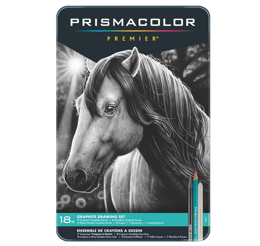 Prismacolor Premier - Lápices de dibujo de grafito con borradores y sacapuntas, para colorear para adultos, juego de 18 piezas